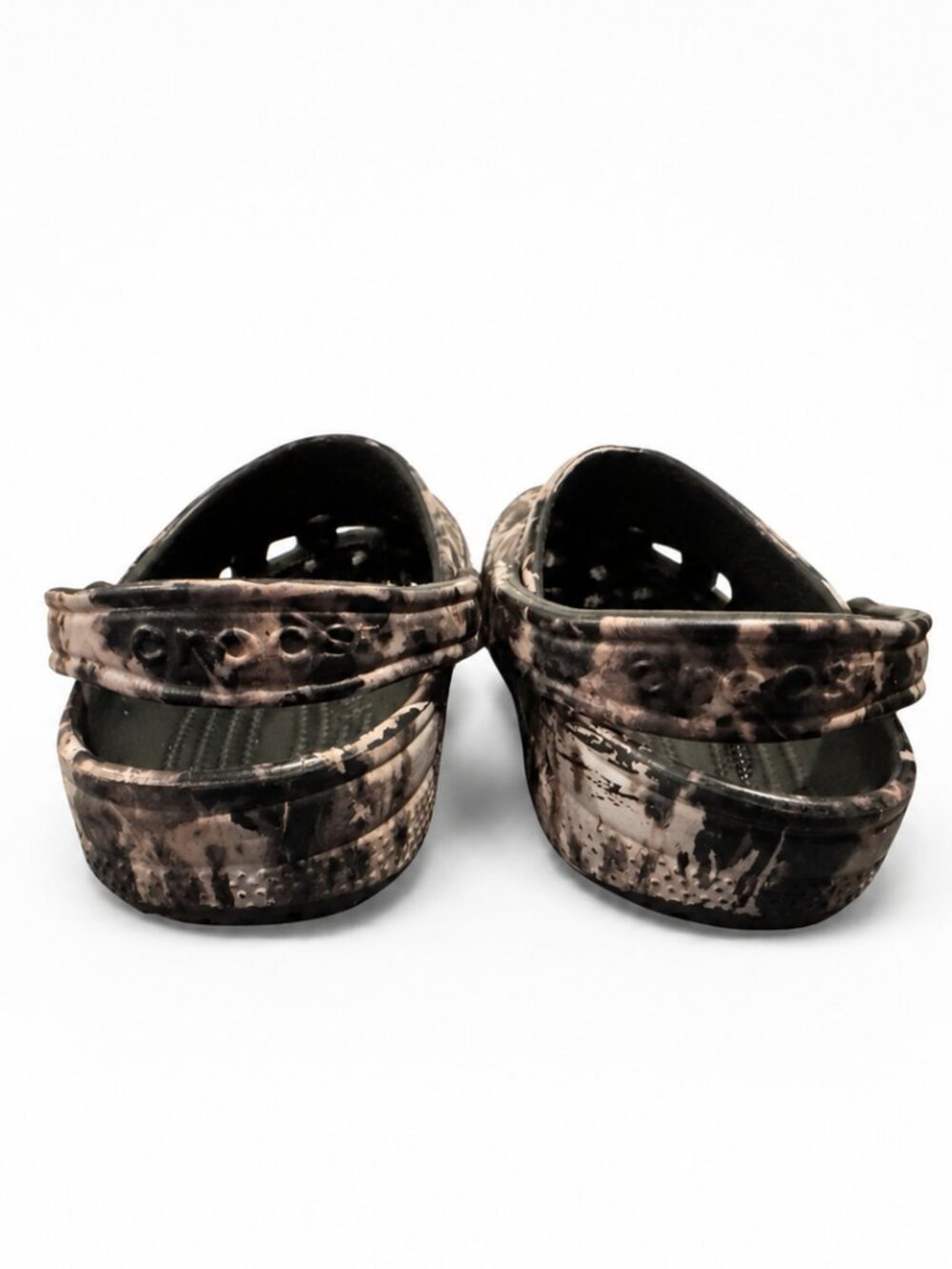 Crocs Classic Bleach Dye Clogs Women’s 8 / Men’s 6 Black Cream Tie Dye EUC - Picture 4 of 4